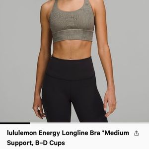 Lululemon Longline Energy Bra Size 14 Olive Taupe Gray